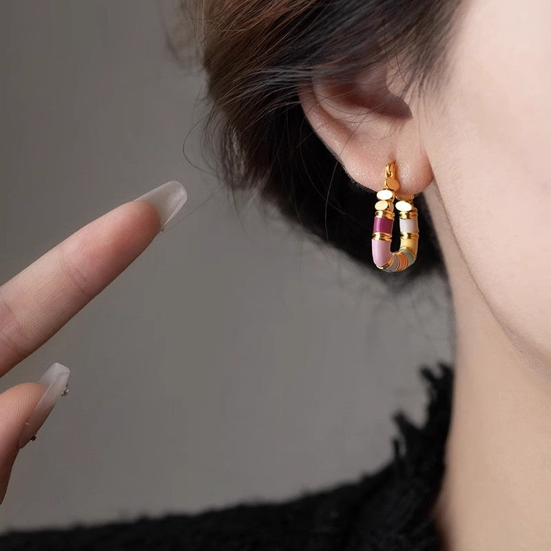 Wholesale Colored enamel earrings dopamine earrings